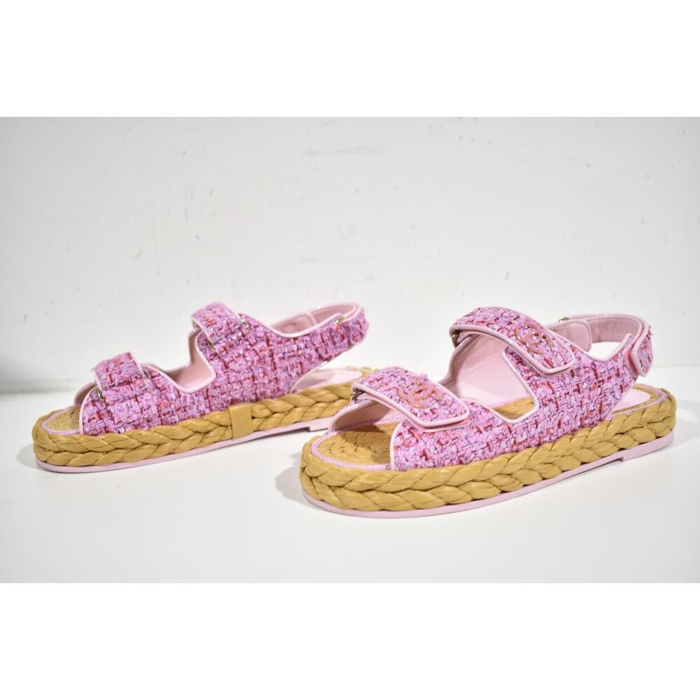 Chanel 22P Pink Purple Tweed Braid CC Logo Mule Slide Flat Teva Dad Sandal 42 - Picture 10 of 12